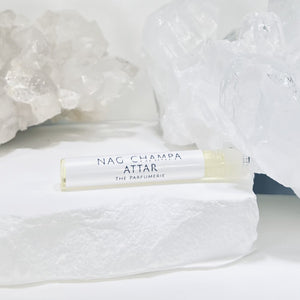 1 ml sample vial of Nag Champa Attar is a perfect size for trying out a new aroma or for travel.
