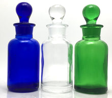 Load image into Gallery viewer, Apothecary bottles from The Parfumerie come in Cobalt Blue, Clear and Green, the choice is yours!