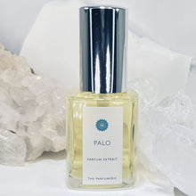 Load image into Gallery viewer, 30 ml Palo Parfum Extrait Concentrate comes in a clear glass perfume bottle with a silver sprayer top.
