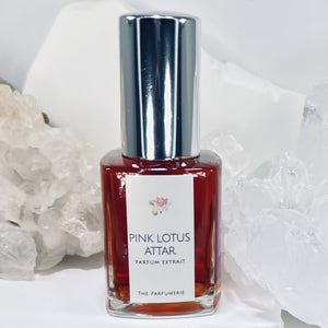 The Parfumerie offers a Pink Lotus Attar 30 ml Parfum Extrait. A luxury perfume gift for him or gift for her.