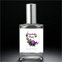 Cargar imagen en el visor de la galería, Sandal Rose 1 oz 2 oz Eau de Parfum Spray travel Perfume Bottle with a shiny silver cap. Paraben-Free and Phthalate-Free.