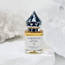 Load image into Gallery viewer, 8 ml Gift Bottle of Tuberose Attar is Pure Oil in a clear glass Gift Bottle that&#39;s pocket size and perfect for travel.