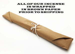 All of our incense is wrapped in brown paper and tied for you.