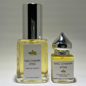 The Parfumerie offers Nag Champa Attar that is responsibly sourced in 1 ml, 8 ml, 15 ml and 30 ml.