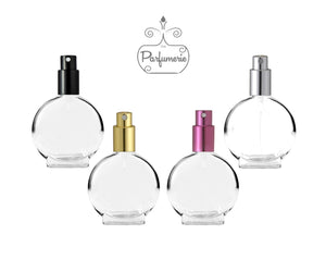 Perfume Bottles. Atomizer Bottles with Black, Gold, Purple and Silver Sprayer Tops with matching over caps. Spray bottles for Perfume Oils, Essential Oils, Fragrance Oils and Room Sprays.