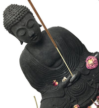 Load image into Gallery viewer, The Parfumerie offers Incense Sticks and Holders such as this solid black volcanic stone Buddha. Other colors also available!