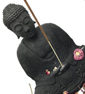 The Parfumerie offers Incense Sticks and Holders such as this solid black volcanic stone Buddha. Other colors also available!