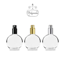 Load image into Gallery viewer, Perfume Bottles. Atomizer Bottles with Black, Gold and Silver Sprayer Tops with matching over caps. Spray bottles for Perfume Oils, Essential Oils, Fragrance Oils and Room Sprays.
