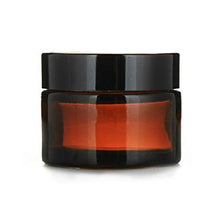 Load image into Gallery viewer, 1 oz. amber glass straight side jar with lid options. wholesale cosmetic supplies lotions 