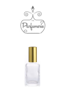 Small Perfume Bottle with clear glass. This Mini Perfume Bottle comes with a Gold Spray Top and Over Cap. A High Quality Spray Bottle that holds 1 oz. Perfume Oils, Essential Oils or Fragrance Oils.
