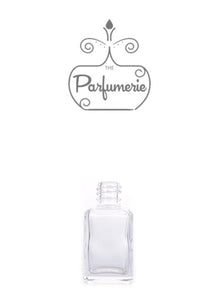 Small Perfume Bottle with clear glass. This Mini Perfume Bottle shows the bottle with no sprayer top or over cap. A High Quality Spray Bottle that holds 1 oz. Perfume Oils, Essential Oils or Fragrance Oils.