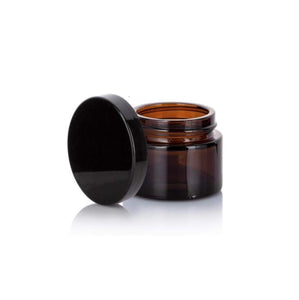1 oz. amber glass straight side jar with lid options. wholesale cosmetic supplies lotions