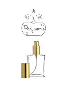 2 oz. Perfume Bottle for Musk Al Tahara Perfume Refresher. Clear glass with a Gold Sprayer Top.