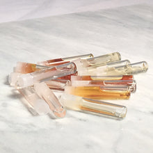 Load image into Gallery viewer, White Amber Perfume Oil Sample Vials. Clear glass vials with a plastic opaque plug.