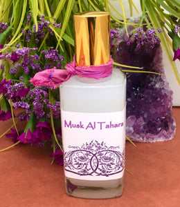 Refresher Perfume Bottle in 3.4 oz. Spray Bottle comes in a Clear Glass Perfume Bottle with a Gold Sprayer Top with over cap. Can hold Perfume Oils, Essential Oils and Fragrance Oils. These are Custom Perfume Blends. Musk Al Tahara Spray Perfume Refresher.