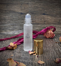 Load image into Gallery viewer, 10ml Frosted Glass Roller Bottle with a Gold Cap and Steel Rollerball.