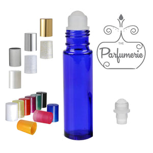 Cobalt Roller Bottle with Plastic Insert and Color Cap Options