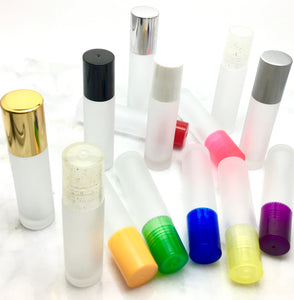 Frosted Roll On 10 ml Roller Bottles with Color Caps