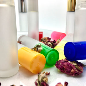 Frosted 10 ml Roller Bottles with Color Caps