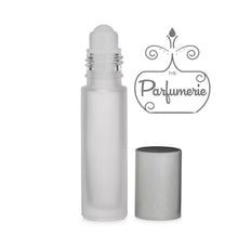 Load image into Gallery viewer, Frosted Roll On Bottle with Plastic Roller and Metallic Brushed Silver Cap
