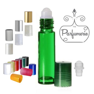 Green Roll On Bottle with Plastic Rollerball and Cap Color Options