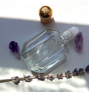 The Parfumerie offers a Perfume Bottle with a plastic Rollerball insert and a gold shiny cap! Magnificent!