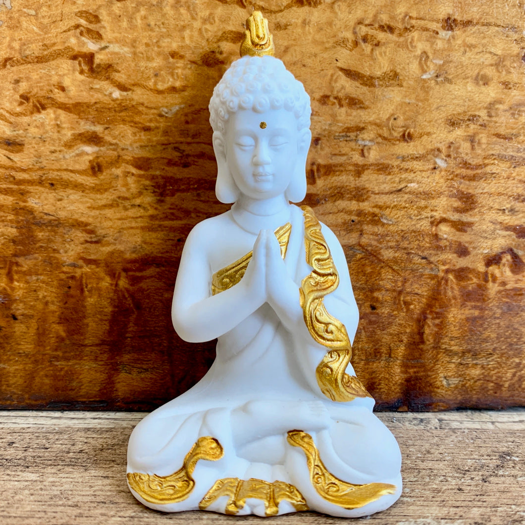 White & Gold Mini Buddha Statue