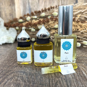 Palo Essential Oil Perfume is offered by The Parfumerie in 30 ml Parfum Extrait Concentrate with certified organic cane alcohol, 15 and 8 ml Gift Bottles and 1 ml Sample Vial to try.