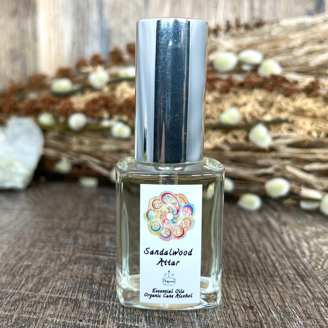 30 ml Parfum Extrait Sandalwood Essential Oil Perfume is blended with the finest 100% certified organic cane alcohol.  Long lasting and concentrated, this will not disappoint. 