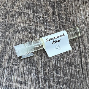 1 ml sample vial of our Sandalwood Essential Oil Perfume is perfect for testing out a new essence.  This is alcohol-free and long lasting. 
