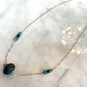 Turquoise and Black Lava Beads