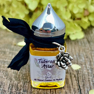 8 ml Gift Bottle of Tuberose Attar is Pure Oil in a clear glass Gift Bottle that's pocket size and perfect for travel.