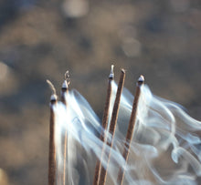 Load image into Gallery viewer, NATURAL JOSS STICK INCENSE BURNING OUTSIDE