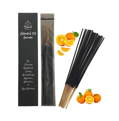 Organic Orange Therapeutic Essential Oil Incense. Long lasting and high quality. Uplifting and balancing aroma.