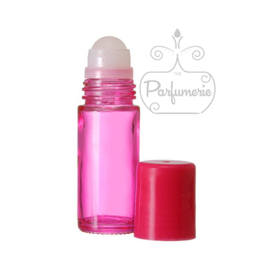 1 OZ EXTRA LARGE PINK GLASS ROLLER BOTTLE WITH RESIN ROLLER BALL APPLICATOR AND MATCHING PINK CAP