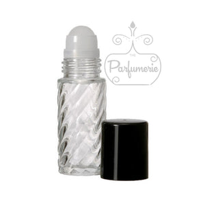 30 ML SWIRL GLASS ROLL ON BOTTLE WITH ROLLER BALL APPLICATOR AND BLACK CAP THIS IS AN EXTRA LARGE BOTTLE