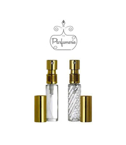Perfume Bottles. 10ml Perfume Spray bottle. Clear Glass or Swirl Glass with Gold Atomizer Sprayer Top and Over Cap