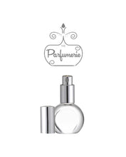 Load image into Gallery viewer, Perfume Bottle. Atomizer Bottle with Sprayer top in Silver with matching over cap. These Spray Bottles are perfect for Perfume Oils, Essential Oils, Fragrance Oils and Room Sprays.