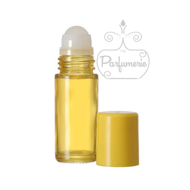 30 ML ONE OZ GLASS ROLLER BALL BOTTLE EXTRA LARGE IN SUNSHINE YELLOW WITH MATCHING YELLOW CAP AND ROLLER BALL APPLICATOR