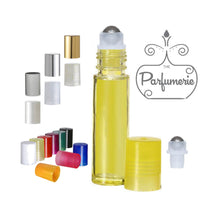 Load image into Gallery viewer, Yellow 10 ml Roller Bottle with Steel Rollerball Insert and Color Cap options