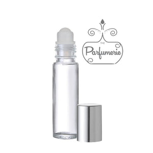 Clear Roll On Bottle with Plastic Insert and Metallic Shiny Silver cap