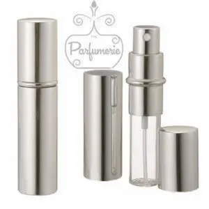 Metallic Perfume Bottles. 12 ml Atomizer Spray Bottles. Metallic Silver. Inner chamber holds the Perfume Oils, Essential Oils or Fragrance oils for Perfumes, Colognes, Room Sprays, Car Refreshers and Pillow Mists.