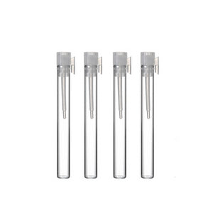 1.5 ml clear glass vials with opaque wands. The Parfumerie also offers other sizes such as 1 ml and 7/8 ml.