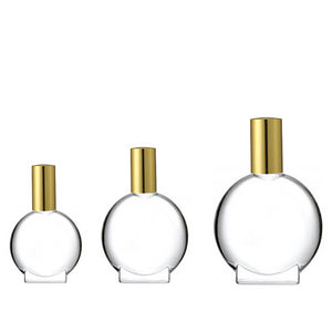 Perfume Bottles. Atomizer Bottles with Gold Sprayer Tops with matching over caps. Spray bottles for Perfume Oils, Essential Oils, Fragrance Oils and Room Sprays.. 3 sizes, 1 oz., 1.7 oz., and 3.4 oz.
